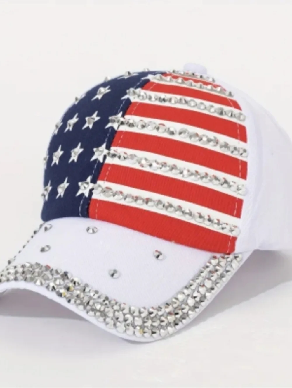 Embellished American Flag Baseball Cap - Red, White & Blue For Adults